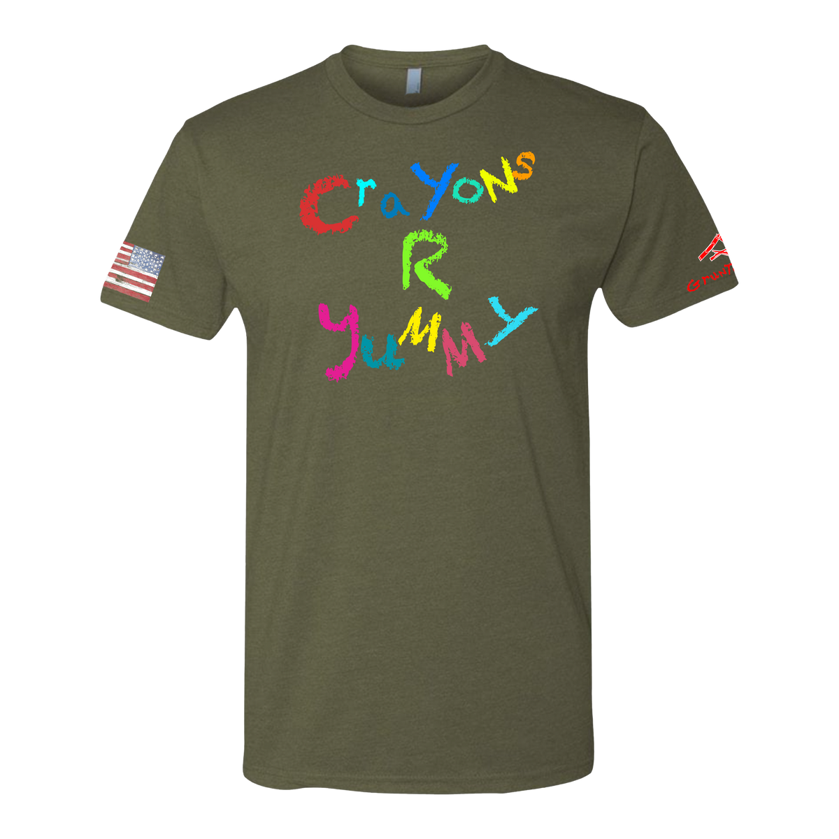 CRAYONS R YUMMY Crayon Shirt (OD OR CHARCOAL GRAY)