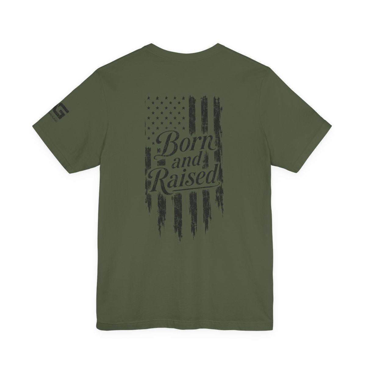 Born and Raised Tee — Distressed American Flag 1776 Patriotic T‑Shirt
