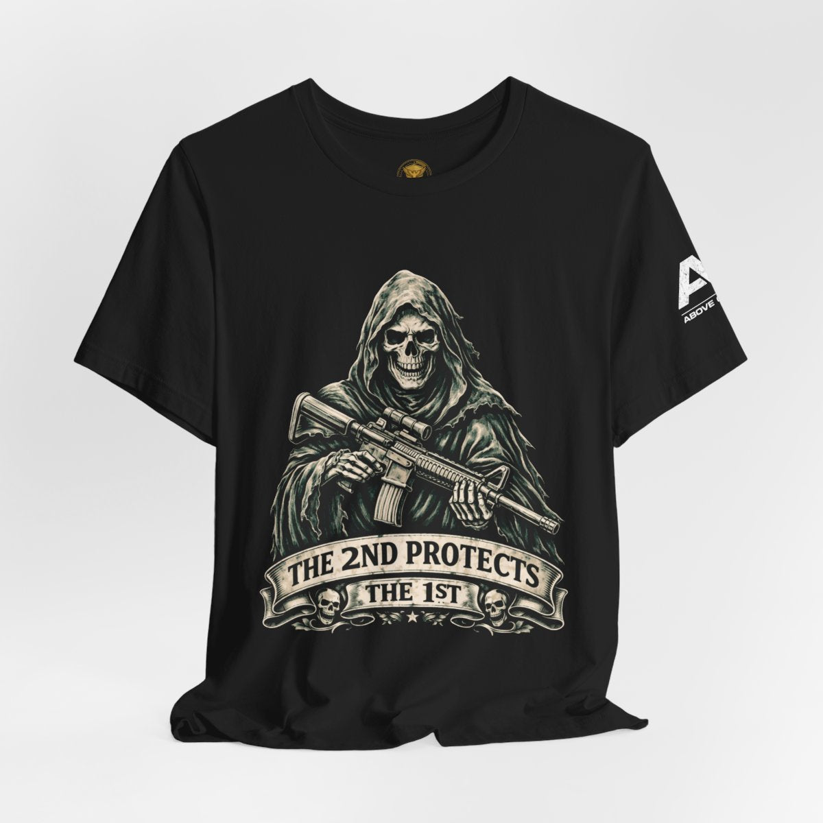 T-Shirt — 'The 2nd Protects the 1st' Grim Reaper Rifle Graphic Tee