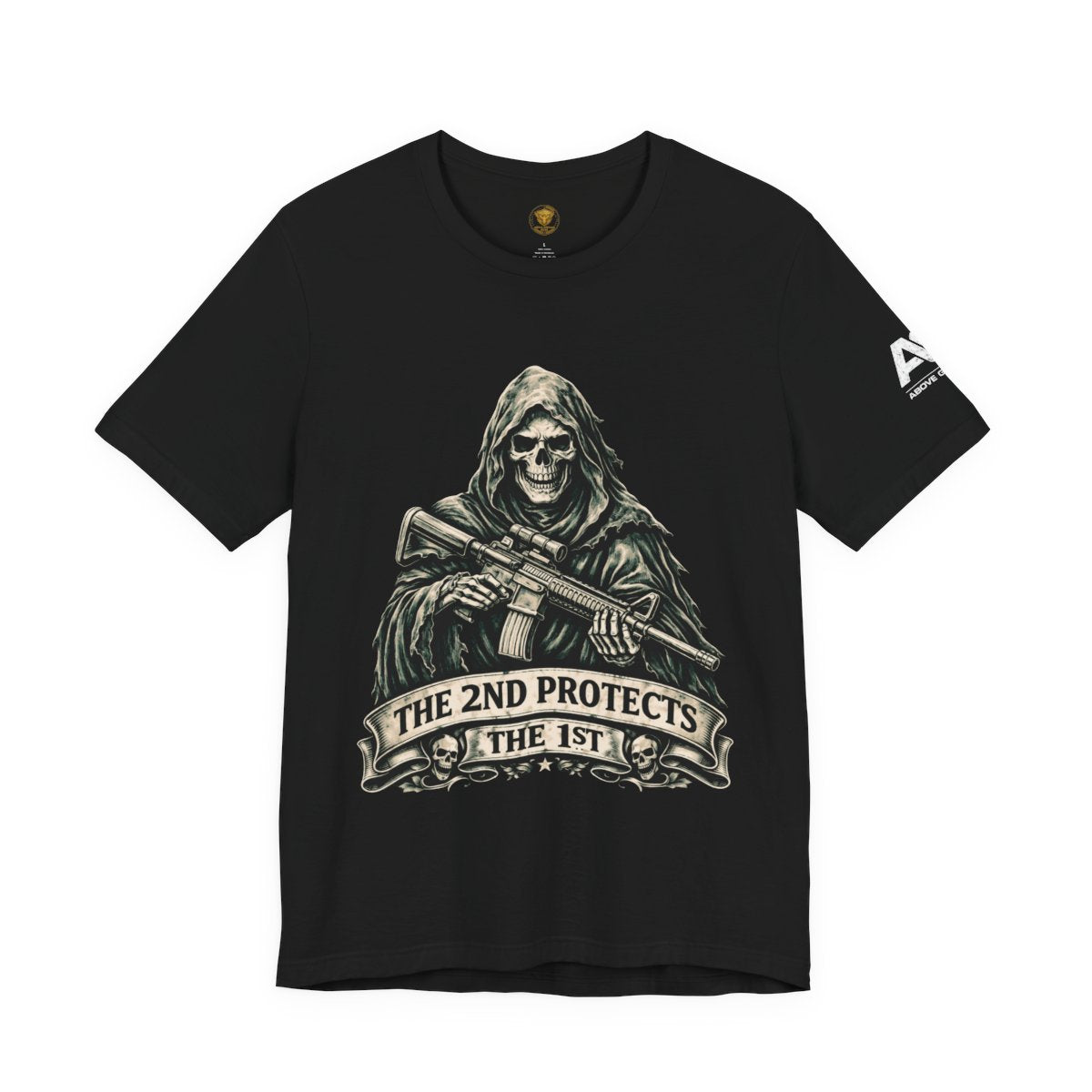 T-Shirt — 'The 2nd Protects the 1st' Grim Reaper Rifle Graphic Tee